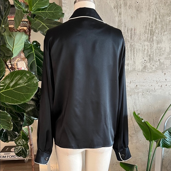 RTA Womens Black Claudia Corset-panel Silk Shirt S - Picture 3 of 8